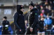 6 February 2022; Armagh manager Kieran McGeeney and selector Kieran Donaghy, right, before the Allianz Football League Division 1 match between Armagh and Tyrone at the Athletic Grounds in Armagh. Photo by Brendan Moran/Sportsfile