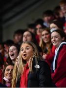 17 February 2022; Wesley College supporters during the Bank of Ireland Leinster Rugby Schools Senior Cup 1st Round match between Cistercian College, Roscrea and Wesley College at Energia Park in Dublin. Photo by David Fitzgerald/Sportsfile