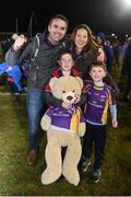 29 January 2022; Kilmacud Crokes supporters, Hugh Gannon, Maria Gannon, Seán and Liam Gannon after the AIB GAA Football All-Ireland Senior Club Championship Semi-Final match between Pádraig Pearses, Roscommon, and Kilmacud Crokes, Dublin, at Kingspan Breffni in Cavan. Photo by Daire Brennan/Sportsfile