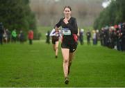 16 February 2022; Maggie Jez of Lucan Community College, competing in the intermediate girls' 3500m during the Irish Life Health Leinster Schools Cross Country Championships at Santry Demesne in Dublin. Photo by Sam Barnes/Sportsfile