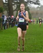 16 February 2022; Grace Byrne of Loreto Mullingar, competing in the intermediate girls' 3500m during the Irish Life Health Leinster Schools Cross Country Championships at Santry Demesne in Dublin. Photo by Sam Barnes/Sportsfile