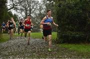 16 February 2022; Oliver Hopkins of St Declans, competing in the intermediate boys' 4500m during the Irish Life Health Leinster Schools Cross Country Championships at Santry Demesne in Dublin. Photo by Sam Barnes/Sportsfile