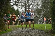 16 February 2022; Athletes competing in the intermediate boys' 4500m during the Irish Life Health Leinster Schools Cross Country Championships at Santry Demesne in Dublin. Photo by Sam Barnes/Sportsfile