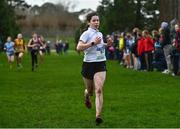16 February 2022; Ruby Buckley of Castleknock Community College, competing in the junior girls' 2000m during the Irish Life Health Leinster Schools Cross Country Championships at Santry Demesne in Dublin. Photo by Sam Barnes/Sportsfile
