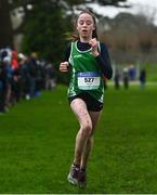 16 February 2022; Kara Daly of Gallen CS, competing in the junior girls' 2000m during the Irish Life Health Leinster Schools Cross Country Championships at Santry Demesne in Dublin. Photo by Sam Barnes/Sportsfile