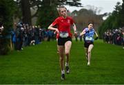 16 February 2022; Rachel Ayres of St Leo's Carlow, competing in the junior girls' 2000m during the Irish Life Health Leinster Schools Cross Country Championships at Santry Demesne in Dublin. Photo by Sam Barnes/Sportsfile