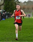 16 February 2022; Rhys Johnson of Pipers Hill College Naas, competing in the junior boys' 3000m during the Irish Life Health Leinster Schools Cross Country Championships at Santry Demesne in Dublin. Photo by Sam Barnes/Sportsfile