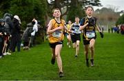 16 February 2022; Matthew Molloy of St Finians, left, competing in the junior boys' 3000m during the Irish Life Health Leinster Schools Cross Country Championships at Santry Demesne in Dublin. Photo by Sam Barnes/Sportsfile