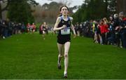 16 February 2022; Dearbhla Alan of St Marys Dundalk, competing in the junior girls' 2000m during the Irish Life Health Leinster Schools Cross Country Championships at Santry Demesne in Dublin. Photo by Sam Barnes/Sportsfile