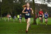 16 February 2022; Eimear Cooney of Sacred Heart Drogheda, competing in the junior girls' 2000m during the Irish Life Health Leinster Schools Cross Country Championships at Santry Demesne in Dublin. Photo by Sam Barnes/Sportsfile