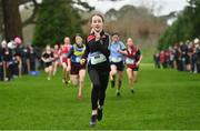 16 February 2022; Eve Clarke of Lucan Community College, competing in the minor girls' 1500m during the Irish Life Health Leinster Schools Cross Country Championships at Santry Demesne in Dublin. Photo by Sam Barnes/Sportsfile