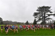 16 February 2022; A general view of the start of the minor girls' 1500m during the Irish Life Health Leinster Schools Cross Country Championships at Santry Demesne in Dublin. Photo by Sam Barnes/Sportsfile
