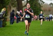 16 February 2022; Rachel Jez of Lucan Community College competing in the minor girls' 1500m during the Irish Life Health Leinster Schools Cross Country Championships at Santry Demesne in Dublin. Photo by Sam Barnes/Sportsfile