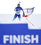 18 February 2022; Justine Braisaz-Bouchet of France on her way to winning the Women's 12.5km Mass Start event on day 14 of the Beijing 2022 Winter Olympic Games at National Biathlon Centre in Zhangjiakou, China. Photo by Ramsey Cardy/Sportsfile