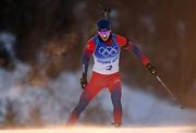 18 February 2022; Johannes Thingnes Boe of Norway during the Men's 15km Mass Start event on day 14 of the Beijing 2022 Winter Olympic Games at National Biathlon Centre in Zhangjiakou, China. Photo by Ramsey Cardy/Sportsfile