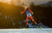 18 February 2022; Fangming Cheng of China during the Men's 15km Mass Start event on day 14 of the Beijing 2022 Winter Olympic Games at National Biathlon Centre in Zhangjiakou, China. Photo by Ramsey Cardy/Sportsfile
