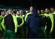 18 February 2022; Bray Wanderers players listen to assistant manager Eddie Gormley, centre, before the SSE Airtricity League First Division match between Bray Wanderers and Cork City at Carlisle Grounds in Bray, Wicklow. Photo by David Fitzgerald/Sportsfile