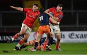 18 February 2022; Dave Kilcoyne of Munster is tackled by Emiliano Boffelli of Edinburgh during the United Rugby Championship match between Munster and Edinburgh at Thomond Park in Limerick. Photo by Brendan Moran/Sportsfile