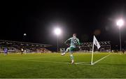 18 February 2022; Jack Byrne of Shamrock Rovers takes a corner during the SSE Airtricity League Premier Division match between Shamrock Rovers and UCD at Tallaght Stadium in Dublin. Photo by Seb Daly/Sportsfile