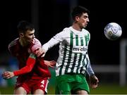 18 February 2022; Rob Manley of Bray Wanderers in action against Cian Coleman of Cork City during the SSE Airtricity League First Division match between Bray Wanderers and Cork City at Carlisle Grounds in Bray, Wicklow. Photo by David Fitzgerald/Sportsfile