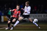 18 February 2022; Brandon Kavanagh of Derry City in action against Paul Doyle of Dundalk during the SSE Airtricity League Premier Division match between Dundalk and Derry City at Oriel Park in Dundalk, Louth. Photo by Ben McShane/Sportsfile