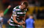 18 February 2022; Sean Hoare of Shamrock Rovers celebrates after scoring his side's first goal during the SSE Airtricity League Premier Division match between Shamrock Rovers and UCD at Tallaght Stadium in Dublin. Photo by Seb Daly/Sportsfile