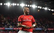 18 February 2022; Simon Zebo of Munster celebrates scoring his third, and his side's fourth, try during the United Rugby Championship match between Munster and Edinburgh at Thomond Park in Limerick. Photo by Brendan Moran/Sportsfile