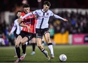 18 February 2022; Steven Bradley of Dundalk in action against Eoin Toal of Derry City during the SSE Airtricity League Premier Division match between Dundalk and Derry City at Oriel Park in Dundalk, Louth. Photo by Ben McShane/Sportsfile