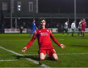 18 February 2022; Barry Coffey of Cork City celebrates after scoring his side's third goal during the SSE Airtricity League First Division match between Bray Wanderers and Cork City at Carlisle Grounds in Bray, Wicklow. Photo by David Fitzgerald/Sportsfile