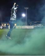 18 February 2022; A Cork City supporter celebrates his side's fourth goal during the SSE Airtricity League First Division match between Bray Wanderers and Cork City at Carlisle Grounds in Bray, Wicklow. Photo by David Fitzgerald/Sportsfile