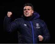 18 February 2022; Waterford manager Ian Morris celebrates after his sides victory in the SSE Airtricity League First Division match between Athlone Town and Waterford at Athlone Town Stadium in Westmeath. Photo by Michael P Ryan/Sportsfile