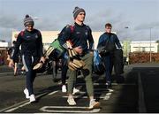 19 February 2022; Philip Hickey of NUI Galway arrives with his teammates before the Electric Ireland HE GAA Fitzgibbon Cup Final match between NUI Galway and University of Limerick at IT Carlow in Carlow. Photo by Matt Browne/Sportsfile