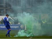 18 February 2022; Stephen McGuinness of Bray Wanderers removes a smoke bomb from the pitch during the SSE Airtricity League First Division match between Bray Wanderers and Cork City at Carlisle Grounds in Bray, Wicklow. Photo by David Fitzgerald/Sportsfile