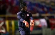 18 February 2022; St Patrick's Athletic goalkeeper David Odumosu before the SSE Airtricity League Premier Division match between Shelbourne and St Patrick's Athletic at Tolka Park in Dublin. Photo by Stephen McCarthy/Sportsfile