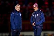 18 February 2022; Shelbourne coaches David McAllister, right, and Alan Quinn during the SSE Airtricity League Premier Division match between Shelbourne and St Patrick's Athletic at Tolka Park in Dublin. Photo by Stephen McCarthy/Sportsfile