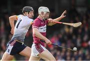 19 February 2022; John Fleming of NUI Galway in action against Gearoid O'Connor of University of Limerick during the Electric Ireland HE GAA Fitzgibbon Cup Final match between NUI Galway and University of Limerick at IT Carlow in Carlow. Photo by Matt Browne/Sportsfile