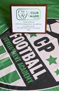 19 February 2022; A view of the FAI Club Mark plaque after it's presentation to the CP Football Development Academy, at AUL Complex in Dublin. Photo by Seb Daly/Sportsfile
