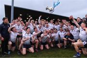 19 February 2022; Winning goal scorer Mikey Kiely of University of Limerick, 15, tosses the cup as his teammaters celebrate after the Electric Ireland HE GAA Fitzgibbon Cup Final match between NUI Galway and University of Limerick at IT Carlow in Carlow. Photo by Matt Browne/Sportsfile