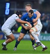 19 February 2022; Cian Healy of Leinster is tackled by Nicky Smith and Bradley Davies of Ospreys during the United Rugby Championship match between Leinster and Ospreys at RDS Arena in Dublin. Photo by Brendan Moran/Sportsfile
