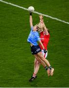 19 February 2022; Nicole Owens of Dublin in action against Roisin Phelan of Cork during the Lidl Ladies Football National League Division 1 match between Dublin and Cork at Croke Park in Dublin. Photo by Stephen McCarthy/Sportsfile