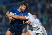 19 February 2022; Ross Byrne of Leinster is tackled by Rhys Webb of Ospreys during the United Rugby Championship match between Leinster and Ospreys at RDS Arena in Dublin. Photo by Brendan Moran/Sportsfile