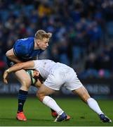 19 February 2022; Jamie Osborne of Leinster is tackled by Michael Collins of Ospreys during the United Rugby Championship match between Leinster and Ospreys at RDS Arena in Dublin. Photo by Harry Murphy/Sportsfile