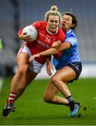 19 February 2022; Katie Quirke of Cork is tackled by Leah Caffrey of Dublin during the Lidl Ladies Football National League Division 1 match between Dublin and Cork at Croke Park in Dublin. Photo by Ray McManus/Sportsfile