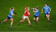 19 February 2022; Katie Quirke of Cork in action against Dublin players, from left, Kate McDaid, Martha Byrne and Leah Caffrey during the Lidl Ladies Football National League Division 1 match between Dublin and Cork at Croke Park in Dublin. Photo by Stephen McCarthy/Sportsfile