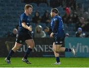 19 February 2022; Sean Cronin of Leinster replaces teammate James Tracy to earn his 200th cap during the United Rugby Championship match between Leinster and Ospreys at RDS Arena in Dublin. Photo by Harry Murphy/Sportsfile