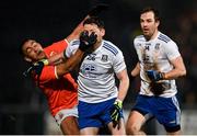 19 February 2022; Jemar Hall of Armagh and Conor McManus of Monaghan tussle during the Allianz Football League Division 1 match between Armagh and Monaghan at Athletic Grounds in Armagh. Photo by Piaras Ó Mídheach/Sportsfile