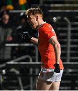 19 February 2022; Conor Turbitt of Armagh celebrates scoring his side's first goal during the Allianz Football League Division 1 match between Armagh and Monaghan at Athletic Grounds in Armagh. Photo by Piaras Ó Mídheach/Sportsfile