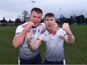 19 February 2022; Conor Flaherty, left, and Niall Brennan of University of Limerick celebrate after the Electric Ireland HE GAA Fitzgibbon Cup Final match between NUI Galway and University of Limerick at IT Carlow in Carlow. Photo by Matt Browne/Sportsfile