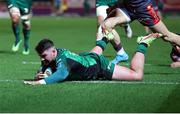 19 February 2022; Sammy Arnold of Connacht scores a try during the United Rugby Championship match between Scarlets and Connacht at Parc y Scarlets in Llanelli, Wales. Photo by Chris Fairweather/Sportsfile