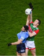 19 February 2022; Niall Scully of Dublin in action against Stephen Coen of Mayo during the Allianz Football League Division 1 match between Dublin and Mayo at Croke Park in Dublin. Photo by Stephen McCarthy/Sportsfile